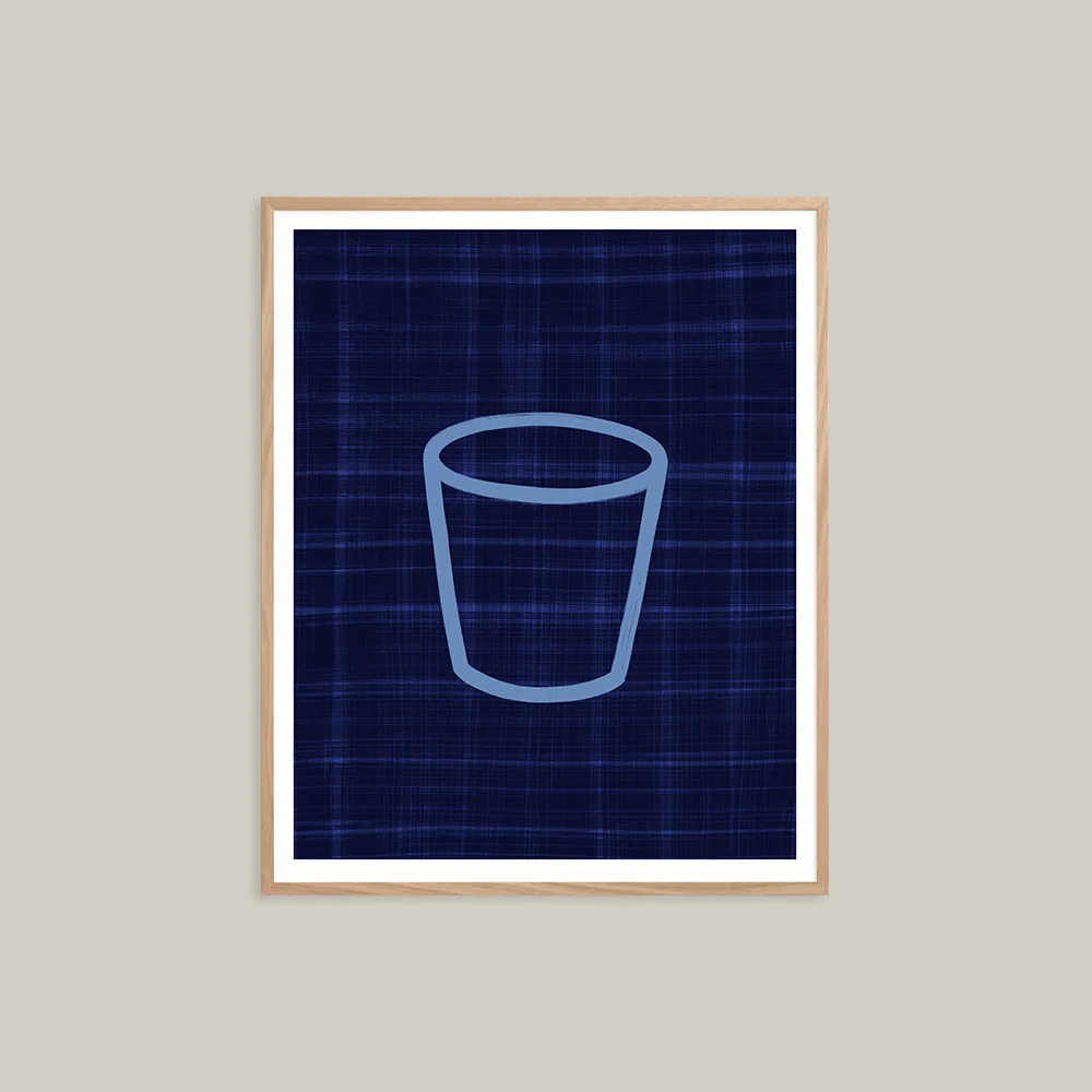 Blue Cup – Blue (2022) David Band limited edition print. Minimalist abstract vessel study on textured Hahnemühle paper, modern Australian still life. held in the National Gallery of Australia (NGA) collection.