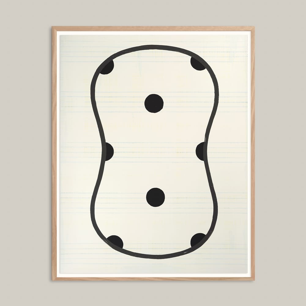 David Band - Bean (1997) art print. A bold, graphic abstract work from the Jazz series. This large-scale minimalist artwork makes a sophisticated statement in modern interiors. Framed original artwork displayed on a gallery wall for interior design inspiration.