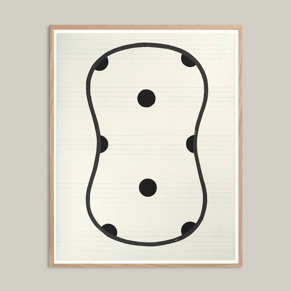 David Band - Bean (1997) art print. A bold, graphic abstract work from the Jazz series. This large-scale minimalist artwork makes a sophisticated statement in modern interiors. Framed original artwork displayed on a gallery wall for interior design inspiration.